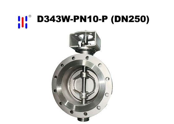 PN16 DN250 304 Cast SS Worm Water Reuse Double Eccentric Flanged Soft Seal Butterfly Valve
