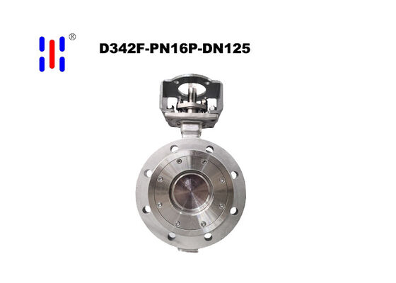 Double Eccentric Flanged Soft Seal Butterfly Valve DN125 PN16 with 316 Cast SS and Worm Gear for Aquaculture