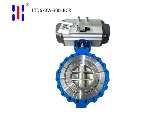 Triple Offset Butterfly Valve Pneumatic Wafer Lug 300LB Carbon Steel 316 Trim