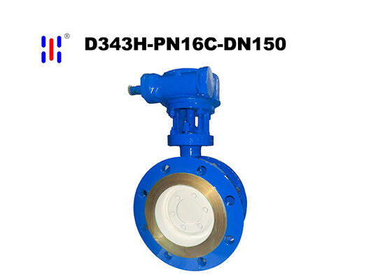 Triple Offset Butterfly Valve Textile Process DN150 PN16 WCB Cast Worm Flanged Hard Seal
